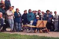 Doris McCarthy demonstrates painting on-site at the Jasper Symposium