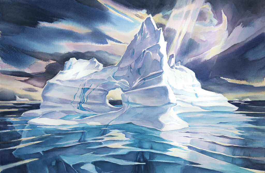 watercolour painting of an iceberg
